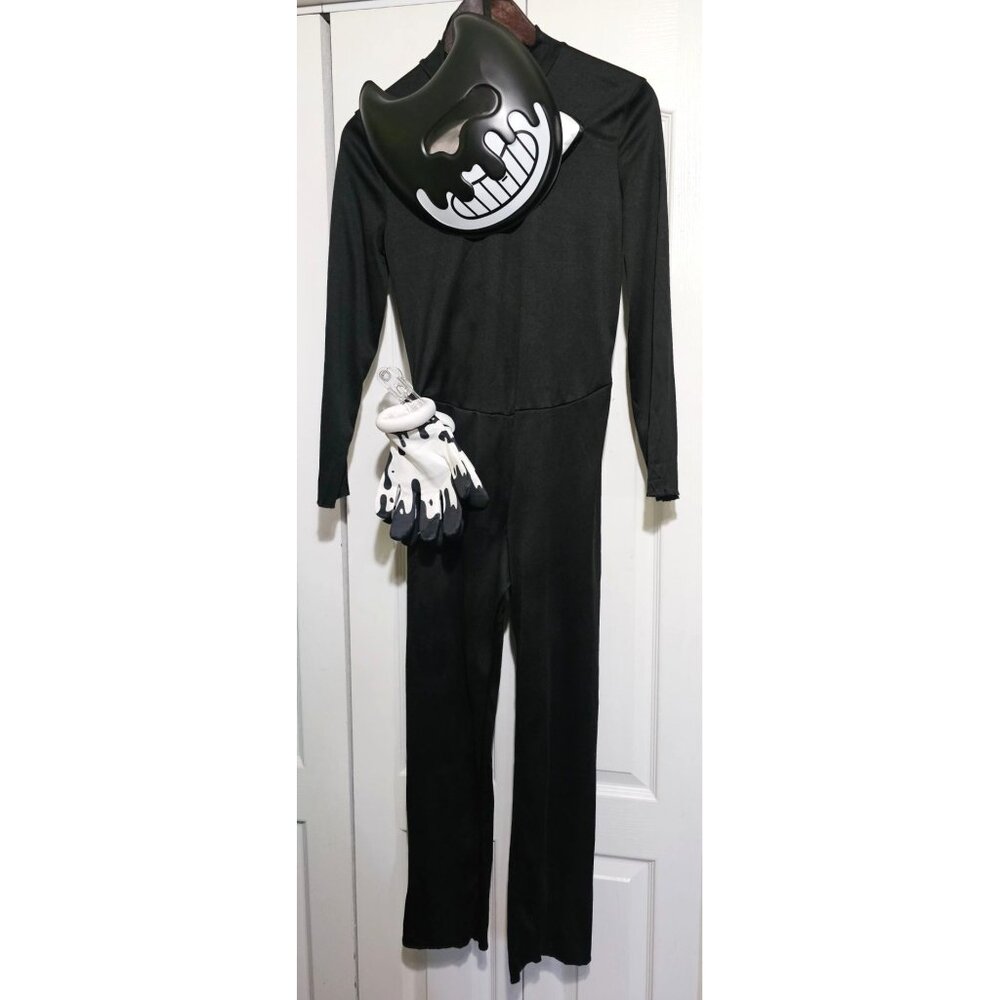 Bendy The Ink Machine Costume Mask Gloves Bowtie Halloween Video Game Kids XL